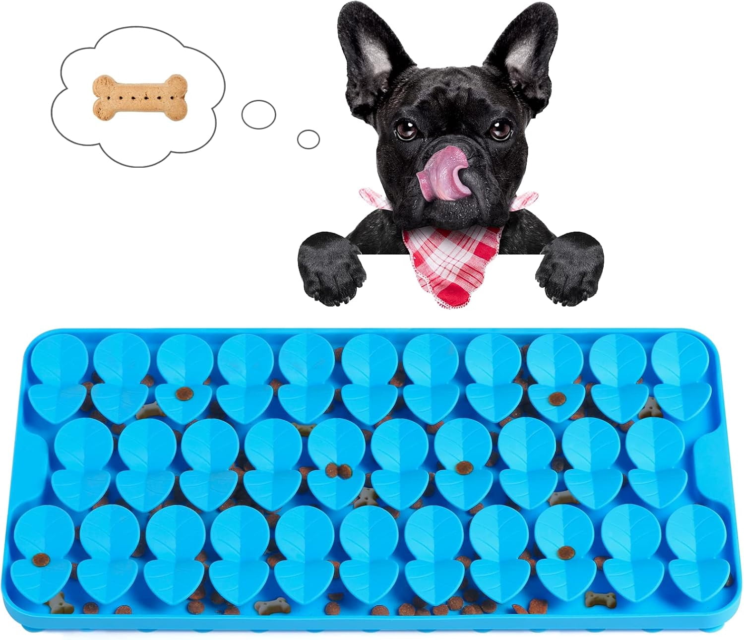 Silicone Snuffle Mat for Large Dogs, Dog Lick Mat Slow Feeder, Pet Licking Treat Mat with Suction Cups for Smell Training Slow Eating, XL Blue