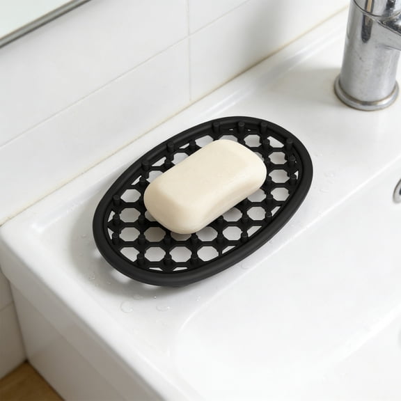 Silicone Soap Box Bathroom Soap Caddy Drainage Soap Pad Suitable For Shower Rooms Bathrooms And Washbasins 4.8x3.2x0.51 in