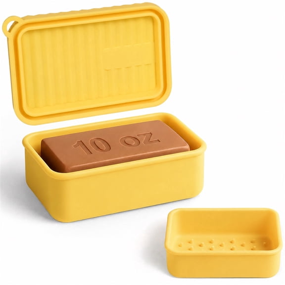 AIMAIAIMAI Extra Large Travel Soap Case, Leak Resistant Silicone Soap Holder for Big Bar Soap, Butter Yellow, 1 Pack