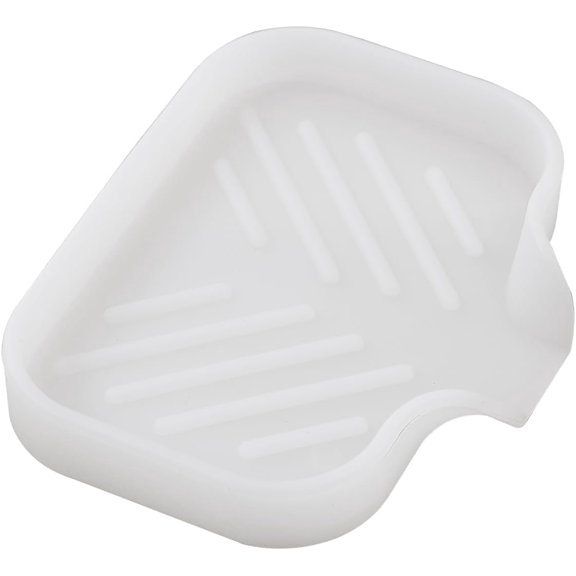 Silicone Soap Dish with Drain Spout, Self-Draining Sink Organizer Tray for Bathroom & Kitchen, Sponges, Dispensers & Soap Holder, Non-Slip & Dishwasher Safe, Translucent (Compact, 4.9"3.2")