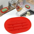 thumbnail image 1 of Silicone Soap Dish, Oval Self-Draining with Holes Bathroom Kitchen Decor, Soap Holder Silicone Tray Counter Top Storage, Soap Dish For Bathroom Kitchen Counter Use, Red, 1 of 9