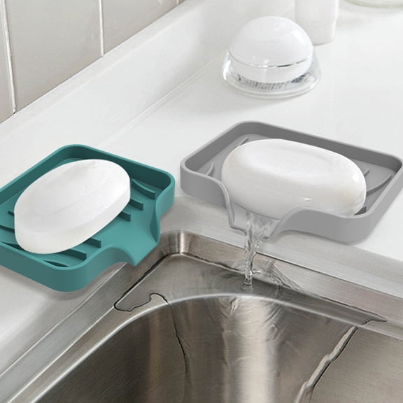 Silicone Soap Dish Self-Draining Bar Soap Holder for Bathroom Shower Kitchen Sink, Non-Slip Soap Saver Tray, Easy Clean Organizer, Pink