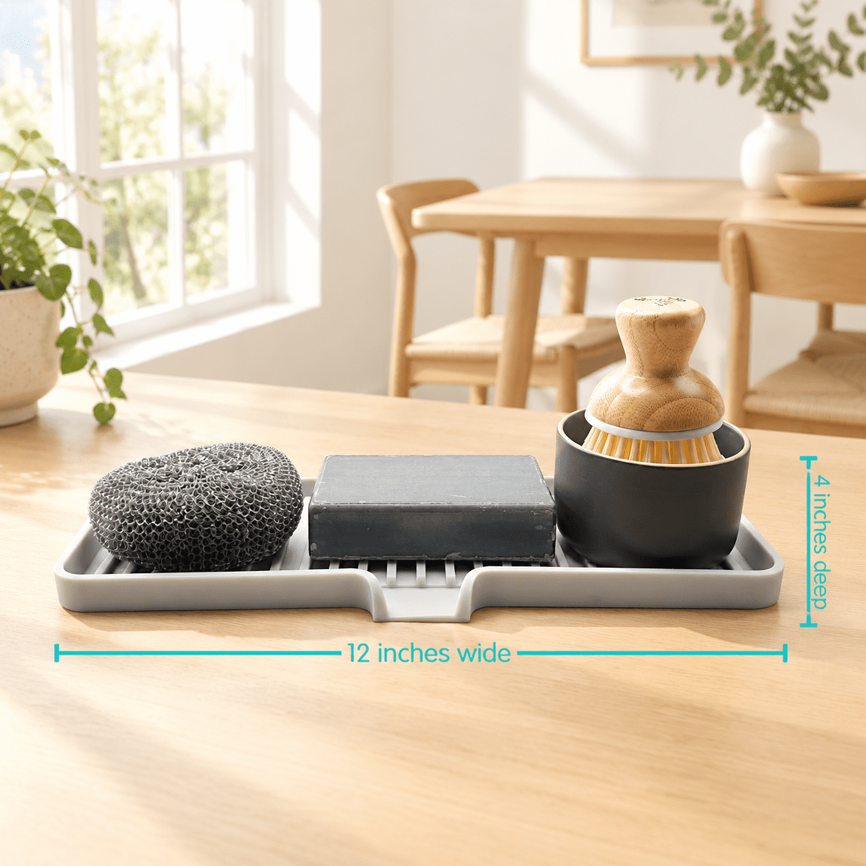 Silicone Soap Dish Tray And Sponge Holder With Drain Chute Rectangular ...