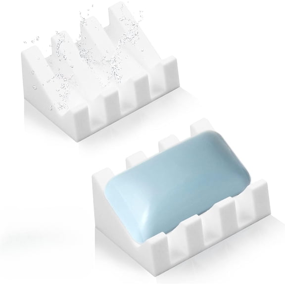 Silicone Soap Dish for Bar Soap Holder for Shower, Bathroom Self Draining Waterfall Drying Tray, Keep Soap Bars Dry Clean & Easy Cleaning