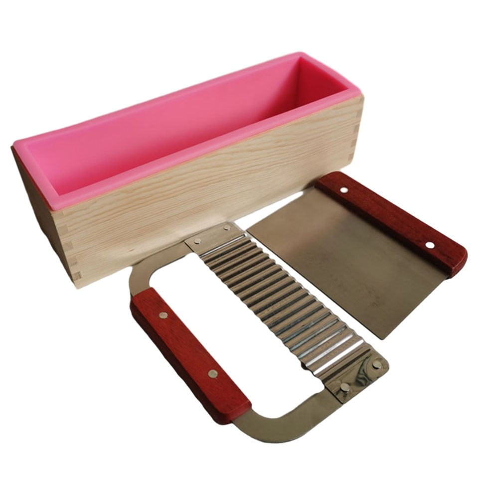 Silicone Soap Kit Rectangular With Stainless Steel Cutter Handmade Pink