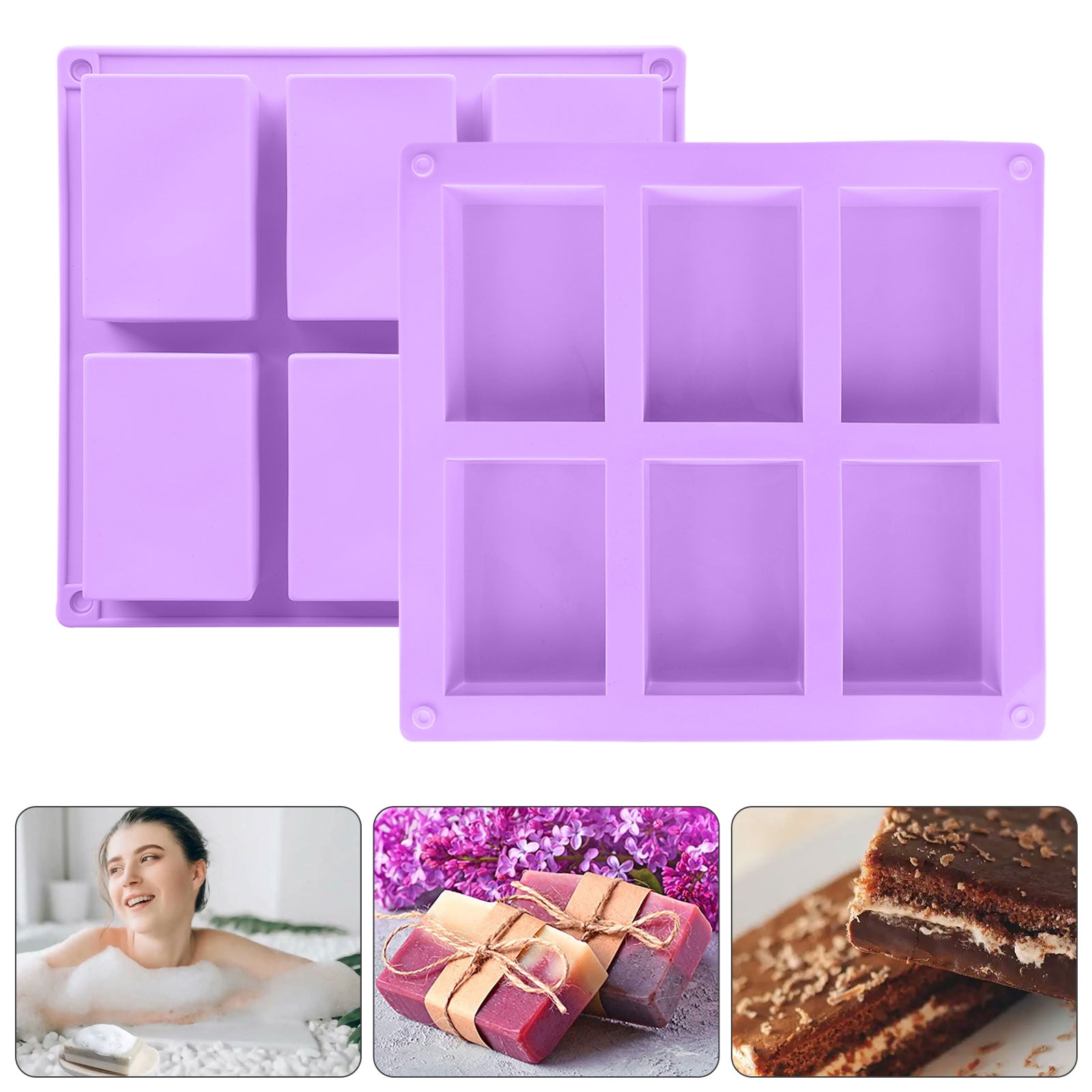 Silicone Soap Molds, 4 Pack Silicone Soap Molds for Soap Making, 6 Cavities  Include Rectangle and Oval Ellipse Shapes, Flower Designs for Handmade Bar