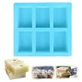 thumbnail image 1 of Silicone Soap Molds, EEEkit 6 Cavities DIY Handmade Soap Moulds, Rectangle Cake Pan Molds for Baking, Biscuit Chocolate Mold, Silicone Soap Bar Mold for Homemade Craft, Ice Cube Tray, Candy, Blue, 1 of 9