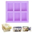 thumbnail image 1 of Silicone Soap Molds, EEEkit 6 Cavities DIY Handmade Soap Moulds, Rectangle Cake Pan Molds for Baking, Biscuit Chocolate Mold, Silicone Soap Bar Mold for Homemade Craft, Ice Cube Tray, Candy, Purple, 1 of 8