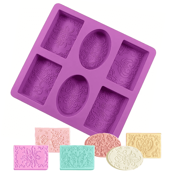 Silicone Soap Molds for Soap Making Supplies Rectangle Oval Soft Waves Flower Pattern