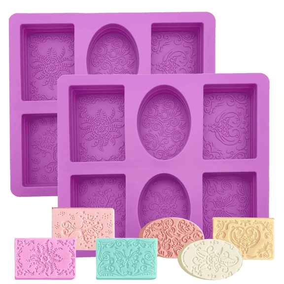 Silicone Soap Molds for Soap Making Supplies Rectangle Oval Soft Waves Flower Pattern