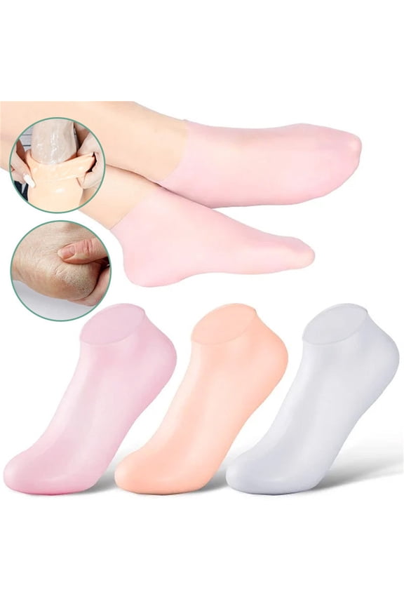 Silicone Socks Foot Spa Socks Rubber Socks for Soft Feet Moisturizing Socks for Softening Rough Skin with Grip Reusable Home Care White One Size