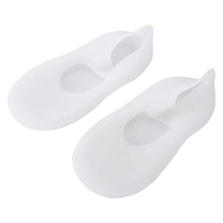Silicone Socks Gel Moisturizing Socks Foot Anti-cracking Protector Foot Care Tool Prevention Socks Relieve Plantar Fasciitis Pain Heel Bone Spur Pain Soften Dead Skin Dry Cracked Skin (L-White)