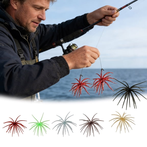 Silicone Soft Dice Fishing Lures: 1pcs Glide Bait Multiple Tentacles Slow Sink Soft Plastic Baits for Bass Drop Shot Finess Wacky Rig Wacky Rig/Neko Rig and Finesse, Slow Sinking