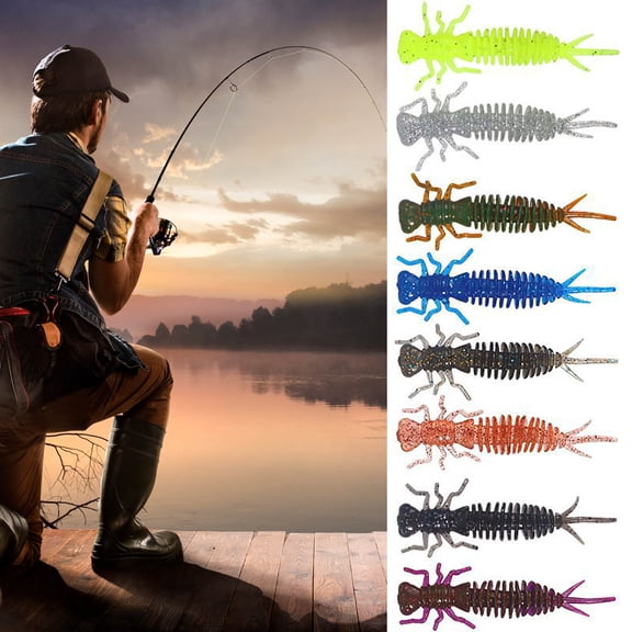 Silicone Soft Worm Fishing Lures, Lifelike Insect Larvae Soft Baits, Super Stretchy Durable Simulation Lures, Bright Color Attractant Fishing Tackle for Freshwater & Saltwater Angling