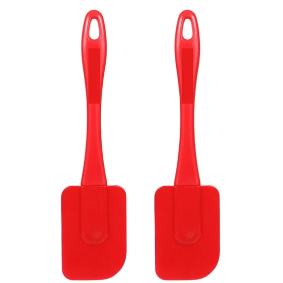 Silicone Spatula 2-Piece Set Heat Resistant Non-Stick Rubber Spatulas with Hanging Hole for Home Kitchen Utensils Cooking Baking Multipurpose Mixing Tools and Housewarming Gifts (Red)