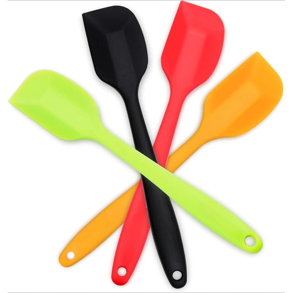 Silicone Spatula 4-piece Set, Heat-resistant Non-stick Rubber Spatulas with Stainless Steel Core, Flexible Scrapers Baking Mixing Tool