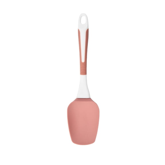 Silicone Spatula, High Heat Resistant Rubber Spoon Spatula, 9.4 Inch Non-Stick Spoon Spatula with Pink and White Color-Block Design, Flexible Scrapers Baking Mixing Tool, 1 Pack,Pink