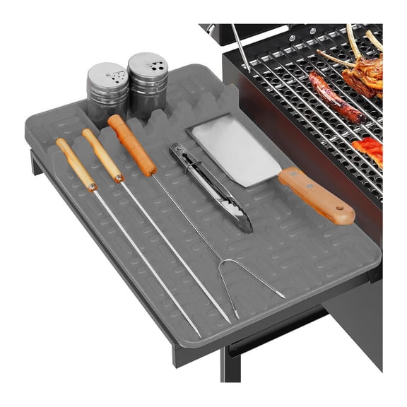 Silicone Spatula Mat Fit for Blackstone, Large Griddle Tools Mat with Drip Pad, Outdoor Grill BBQ Utensils Holder for Kitchen, Cooking & Countertop, Grilling Accessories