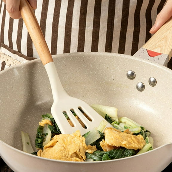 Silicone Spatula for Non-Stick Pans | Heat Resistant Up to 230°C | Food Grade Kitchen Utensil | 12.7 Inch White Cooking Turner for Frying & Baking | 1-Piece