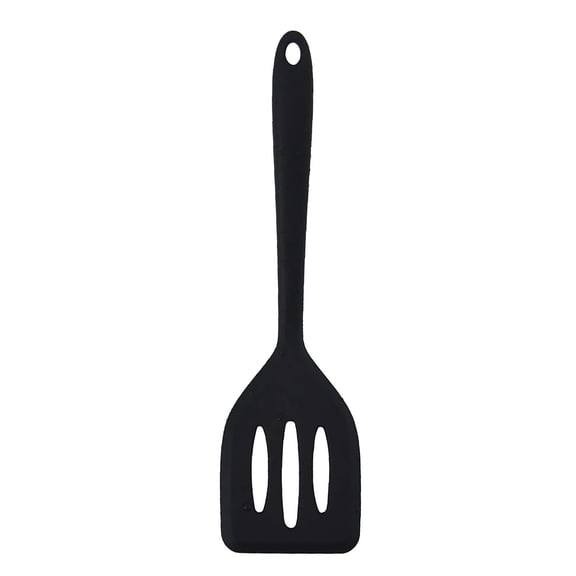 Silicone Spatula – One-Piece Small Slotted Turner For Cooking, Steak Frying, Omelette, Kitchen – Black