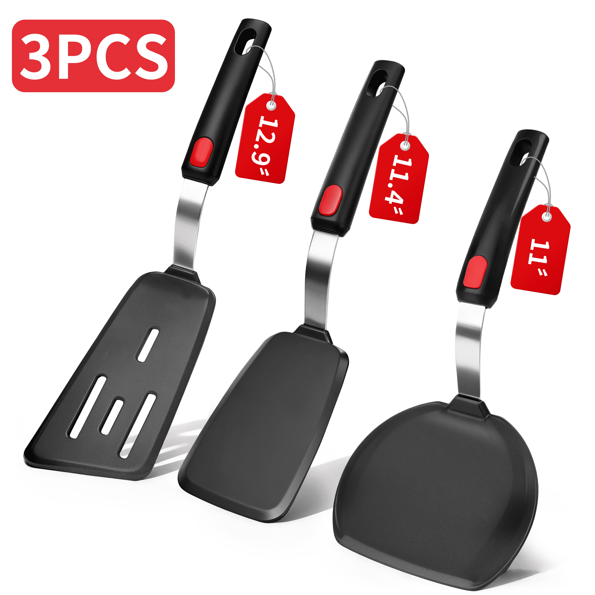Silicone Spatula Turner Set of 3, 600°F Heat Resistant Cooking Spatulas ...