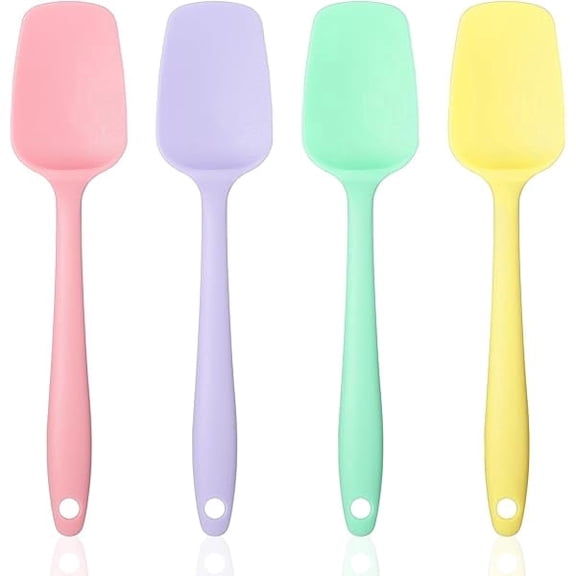 Silicone Spatula Set, 4 Piece Silicone Spoon Spatula Set, Heat Resistant Rubber Spoonula, High Quality Flexible Small Rubber Spatulas for Baking Mixing Tool, Colorful