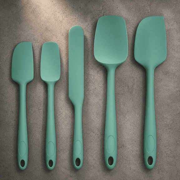 Silicone Spatula Set 5-Piece Pure Aqua Green For Baking Cooking