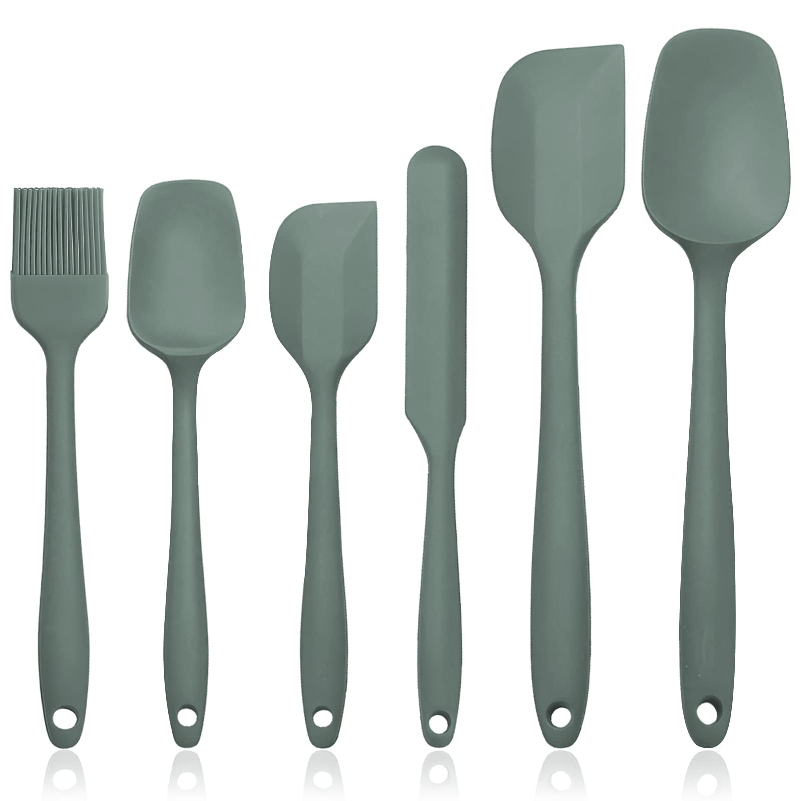 Silicone Spatula Set of 6, Rubber Spatulas Silicone Food Grade, Kitchen Utensils Set Heat Resistant Nonstick Easy to Clean Dishwasher Safe for Baking,Cooking,Mixing (Green) - Walmart.com