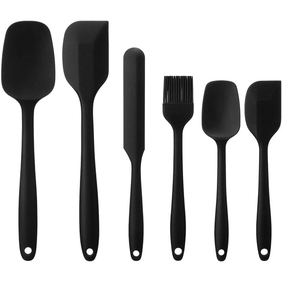 Silicone Spatula Set 6 piece sets of baking tools Stainless Steel Core scratch free heat resistant silicone scraper shovel for Cooking, Baking and Mixing