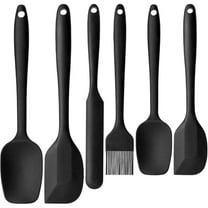 Silicone Spatula Set,6PCS Food Grade Rubber Spatula for Baking Stirring Cooking,High Heat-Resistant,Black Silicone Cooking Utensils Set for Nonstick Cookware,Dishwasher Safe