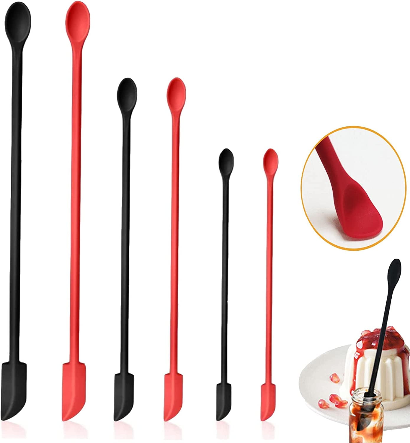 Silicone Spatula Set 6pcs，Small Spatula for Cosmetics, Thin Jar