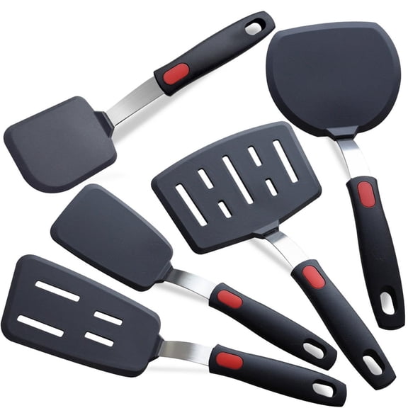 Silicone Spatula Set Turner  5-pack Spatulas For Nonstick Cookware 600f Heat Resistant Kitchen Cooking Utensils Egg Pancake Fish Sticky Baking Dishwasher Safe