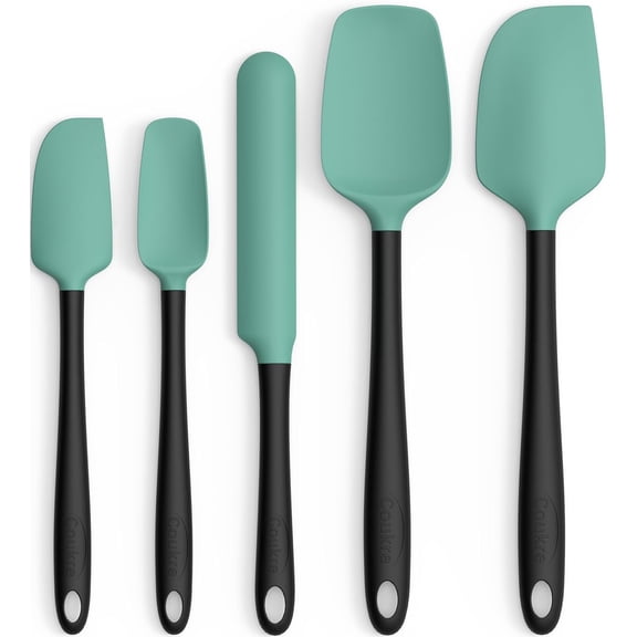 Silicone Spatula Set of 5,High Temperature Resistant, Food Grade Silicone, Dishwasher Safe, for Baking, Cooking (Aqua Green)