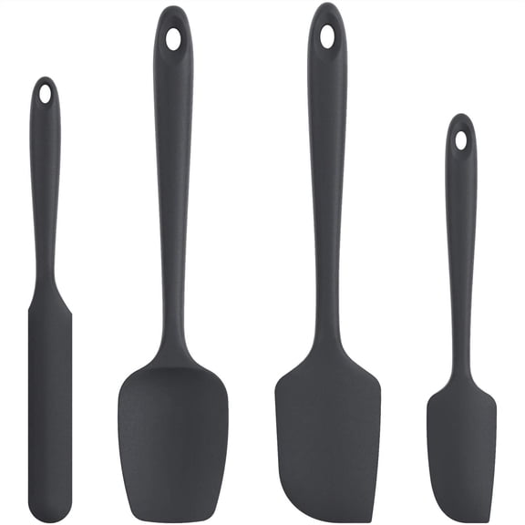 Silicone Spatula Set with 600 Degrees Fahrenheit Heat Resistant (Black)