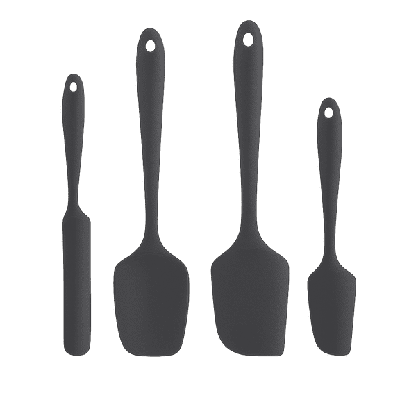 Silicone Spatula Set with 600 Degrees Fahrenheit Heat Resistant (Black)