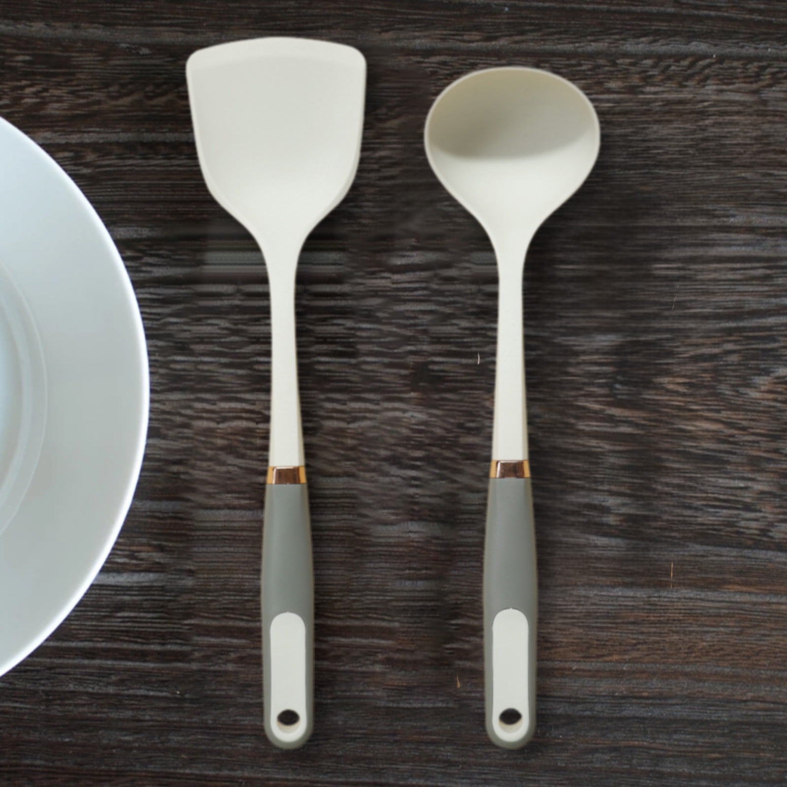 Silicone Spatula Soup Ladle Set, Non-Stick Cookware Tools, Food-Grade ...