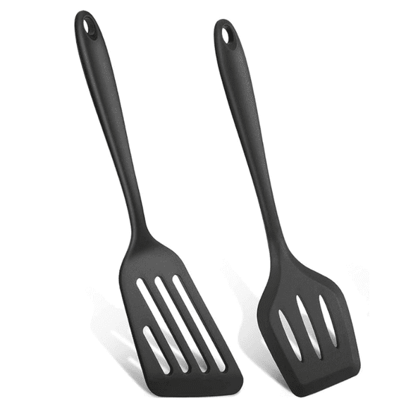 Silicone Spatula Turner Set, 2PCS Heat-Resistant Non-Stick Fish Slotted Spatula Kitchen Utensil Set for Cooking, Baking and Mixing,