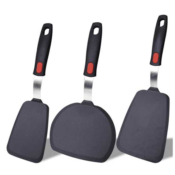 Silicone Spatula Turner Set,3-Pack Spatula Set,600F Heat Resistant Spatula for Non Stick Cookware,Large Flexible Kitchen Utensils for Baking,Cooking,No Scratching and Melting,Dishwasher Safe,
