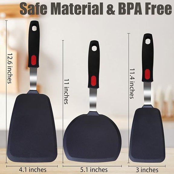 Silicone Spatula Turner Set,3-Pack Spatula Set,600F Heat Resistant Spatula for Non Stick Cookware,Large Flexible Kitchen Utensils for Baking,Cooking,No Scratching and Melting,Dishwasher Safe