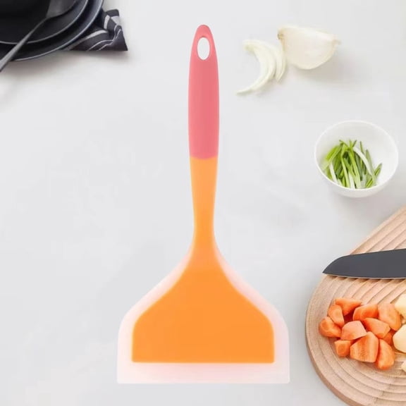 Silicone Spatula Turner Wide Cooking Spatula for Nonstick Pans Semi Transparent Flexible Kitchen Utensil for Frying Eggs Pancakes Fish Easter Gifts Kitchen Tool, Orange