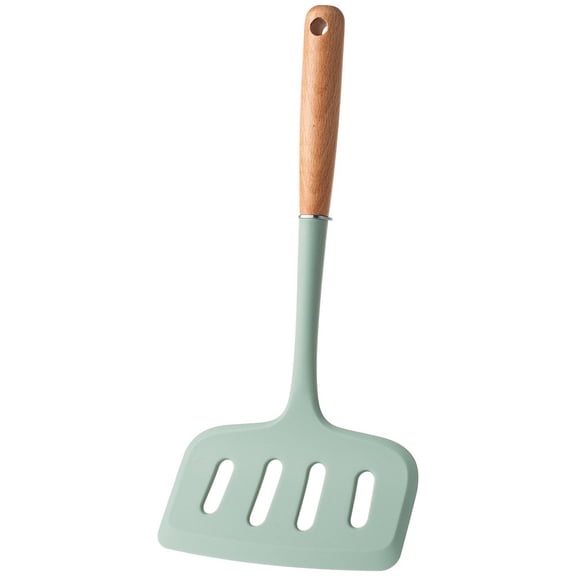 Silicone Spatula Turner, Wide Slotted Heat Resistant Spatula, Kitchen Nonstick Cookware, for Cooking, Pancake, Fish Flipper (Green)