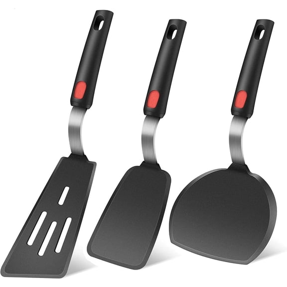 Silicone Spatula Turner for Nonstick Cookware, Flexible 600F Heat Resistant, Ideal for Flipping Eggs, Burgers, Pancakes, Crepes and More (3 Pack)