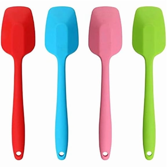 Silicone Spatulas, 10.6 inch Rubber Spoon Spatula Heat Resistant One Piece Design Seamless Non-Stick Spoonulas Flexible Scrapers Baking Mixing Tool (4 Pcs)