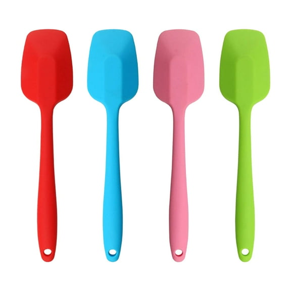 Silicone Spatulas, 10.6 inch Rubber Spoon Spatula Heat Resistant One Piece Design Seamless Non-Stick Spoonulas Flexible Scrapers Baking Mixing Tool (4 Pcs)