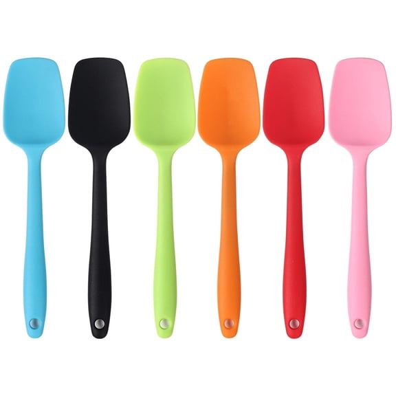 Silicone Spatulas  8.2 Inch Small Rubber Spoon Spatula Heat Resistant Seamless One Piece Design Non-stick Spoonula Flexible Scrapers Baking Mixing Tool (6 Pcs)