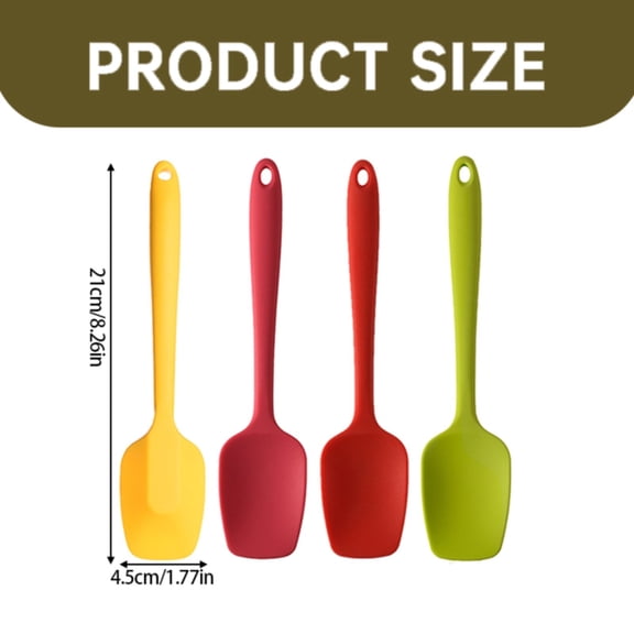 Silicone Spoon Spatula Set of 4 - Heat Resistant Non-Stick Rubber Spatula Spoon,Durable Flexible Seamless Silicone Kitchen Scraper Utensil for Home Kitchen Mixing,Baking,Cooking(Multicolor1,8.2x1.7")