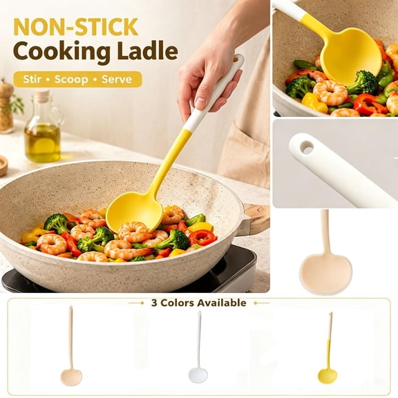 Silicone Spatulas Silicone Heat Resistant, Cooking Spoon, Serving Spoon, Ladle Spoon, 12 X 3.5 Inch Grade Non-Scratch Silicone Cookware Tool, Flexible Soft Edge Dual Use Silicone