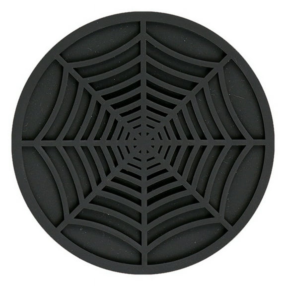 Silicone Spider Web Coasters for Drinks - 6 Pack Spider Drink Coasters, 4Inch Black Coaster Set,Black