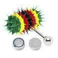 thumbnail image 1 of Silicone Spikes Vibrating Tongue Ring Rasta Jamaican 14G Surgical Steel, 1 of 2