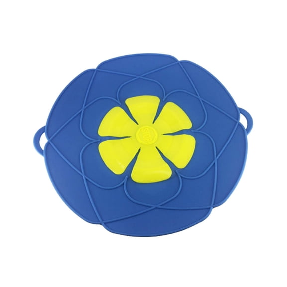 Silicone Spill Stopper Lid, Heat Resistant Blue Flower Pattern 10.2 Inch, 1 Pack Pot Boil Over Proof Splatter Guard Cover, for Home Kitchen Cooking Saucepan Skillet Food Storage Seal